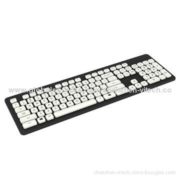 2014 Hot Sales Black and White Color Slim Washable Computer Wired Keyboard, Sized 442*138*22mmNew